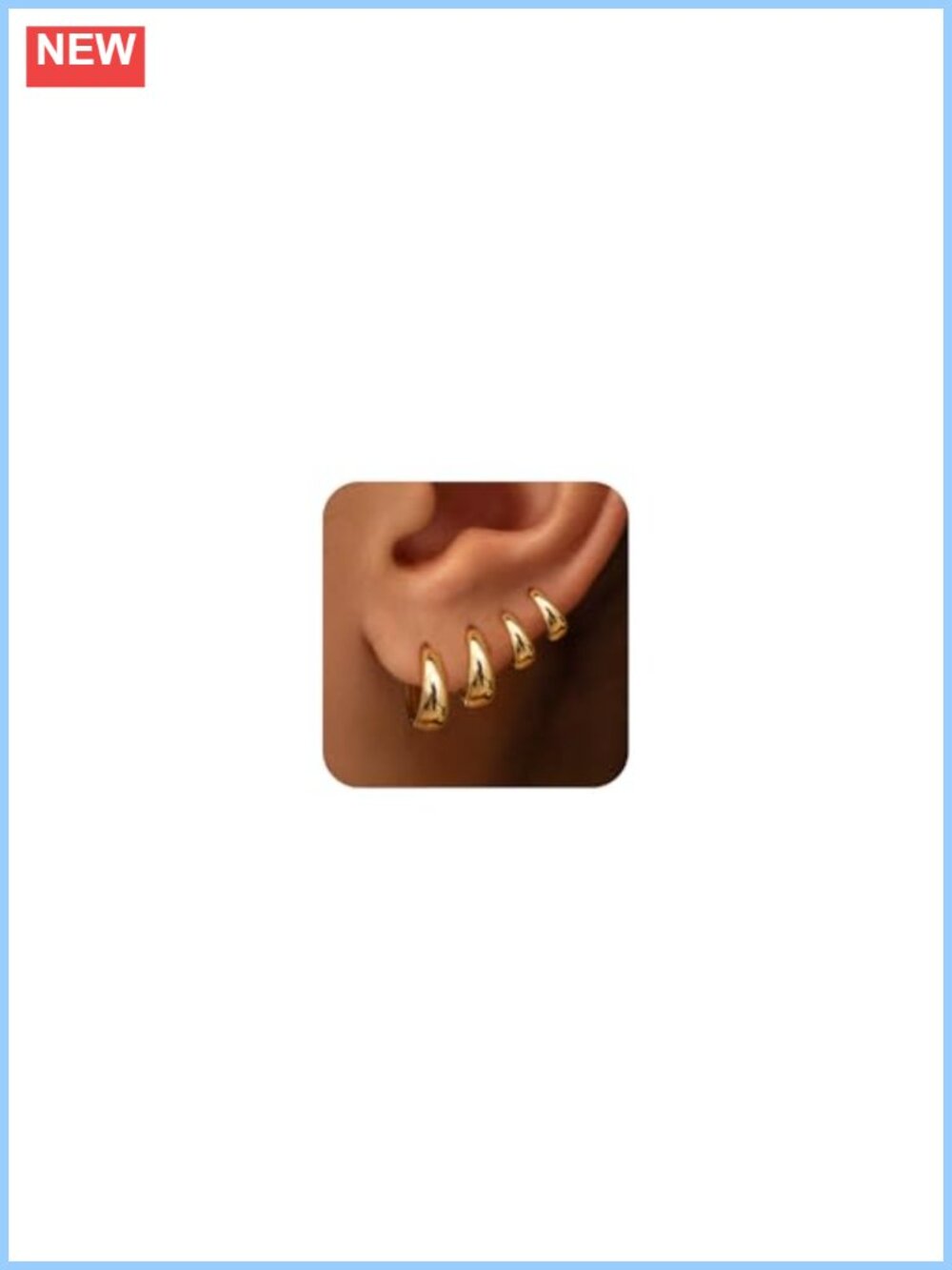 14K Gold Plated Chunky Huggie Hoop Earrings Set Stackable